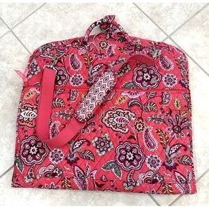 Vera Bradley Pink Floral Paisley Quilted Cotton Hanging Garment Bag 22.5x42